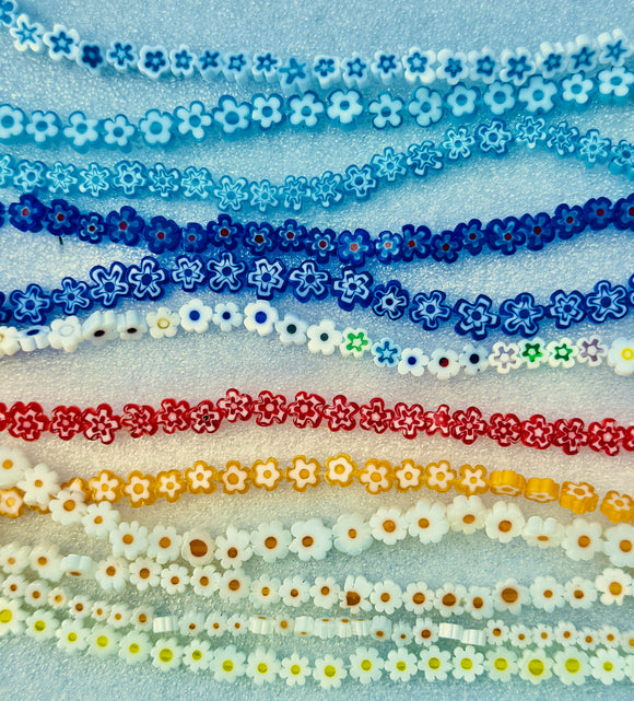Millefiori Flower Beads 4, 6 & 8mm