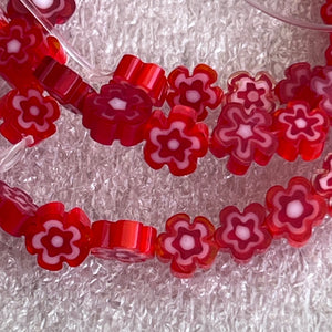 Millefiori Flower Beads 5-6mm, 1 strand, approx 56-58 flowers.