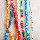 Millefiori Flower Beads 5-6mm, 1 strand, approx 56-58 flowers.